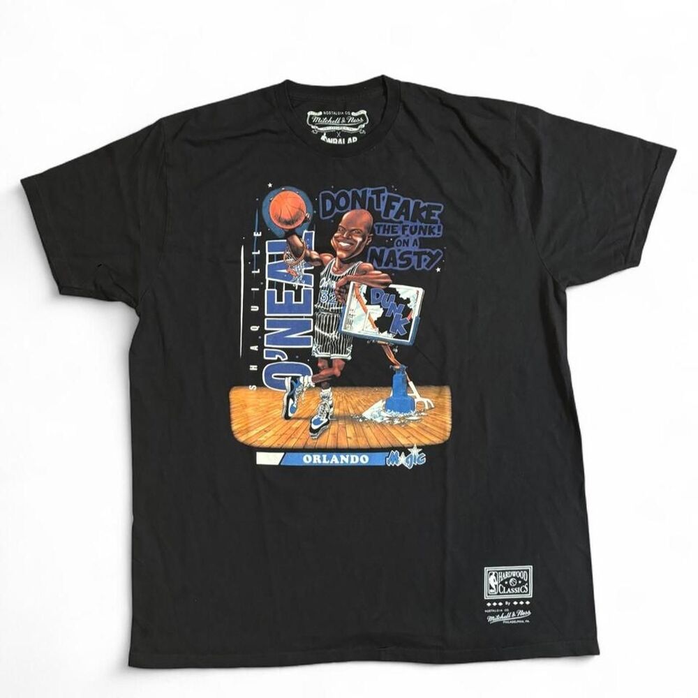 Men's Orlando Magic Shaquille O'Neal Mitchell & Ness Black Tshirt Size XL NBA